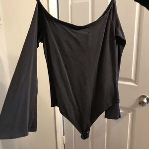 Express charcoal off the shoulder bodysuit